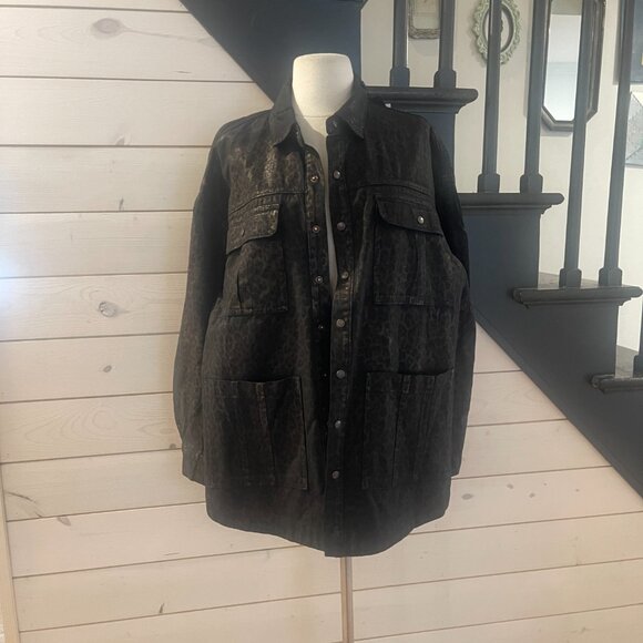 053 Free People x  OneTeaspoon Night Animal Longline Denim Shirt NWT Size Medium - Picture 8 of 11